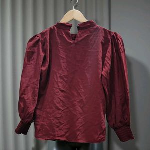 Maroon Top with Pleated Detail