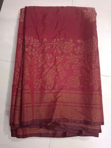 Maroon &amp; Gold Floral Saree