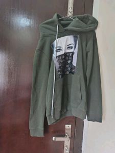 Olive Green Graphic Hoodie Perfect For Winter