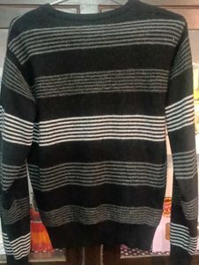 Branded Louis Philippe Striped V-Neck Sweater