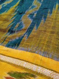 Vintage Teal &amp; Yellow Saree