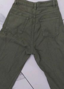 Olive Green Wide Leg Jeans