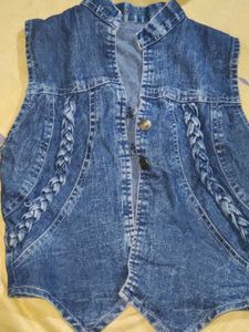 Denim Vest with Braided Detail