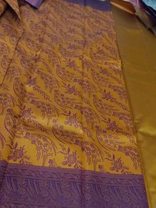 New Mustard Yellow And Wine Wedding Silk Saree