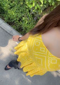 Bright Yellow Sleeveless Kurti – College Wear