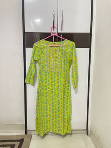 Lime Green Printed Kurti❤️