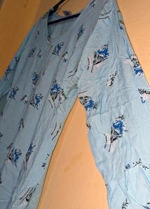 Sky Blue Floral Printed Kurti