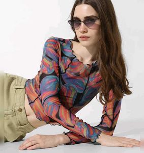 Abstract Printed Fitted Crop top