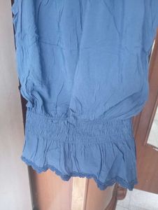 Blue Crochet Detail Top