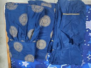 Cold Shoulder Navy Blue Kurta Sharara Set