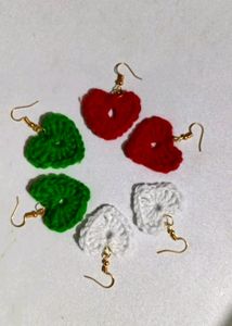 Heart Shaped Red Crochet Earings ❤️