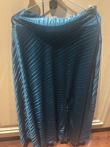 Blue Pleated Shirt And Skirt Set