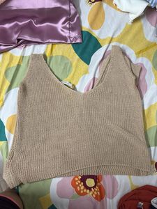 Beige Knit Tank Top