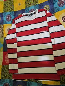Red Striped Long Sleeve Popcorn T Shirt
