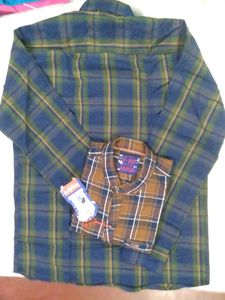 L Size Indigo Check Shirt ( Pack Of 2 )