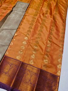 Elegant Orange Silk Saree