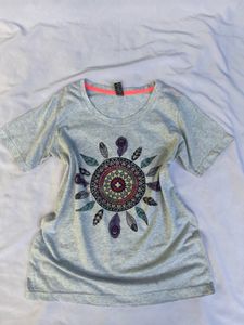 Gray Graphic Print Tee