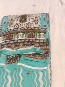 Teal Printed Salwar Kameez Suit