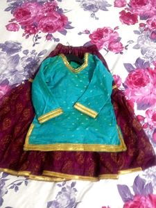 Purple-Blue Paisley Gharara Set