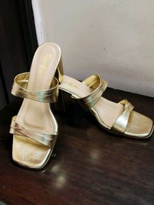 Rawhide Brand Women Gold Shiny Block Heel Sandal