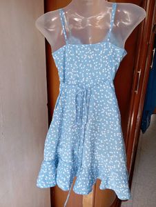 Blue Floral Wrap Dress