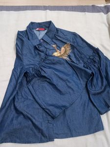 SF blue denim shirt with bell sleeves XL