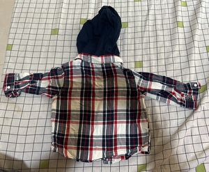Checkered shirt With Attached hoodie