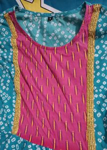 Teal &amp; Pink Anarkali Dress
