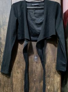 Black Cropped Tie-up Shrug Cardigan 🖤