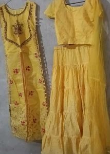 Lehenga With Slit Kurti And Dupatta