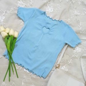New Heart Cutout Sky Blue Top