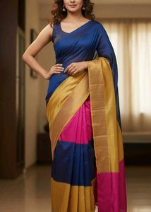 Elegant Blue & Gold Saree