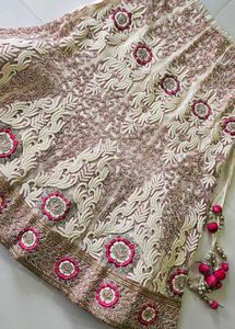 Elegant cream n pink Lehenga Choli