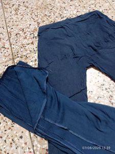 Navy Blue Pants With Dupatta