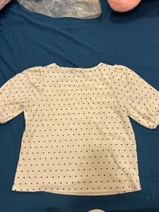 Polka Dot Puff Sleeve Top