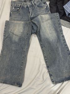 Blue straight leg women jeans