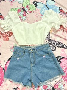 Crop Top+ shorts SET