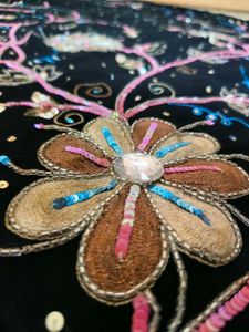 Full Unique Embroidery Work Black 🖤 Saree