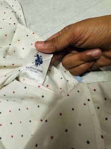 Us Polo White Printed Shirt
