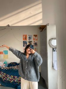 Fluffy Grey Cardigan
