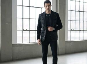 Elegant Black Sequin Blazer