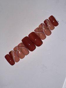 Brown Swirl Press On Nails