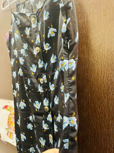 Black Floral Crepe Dress