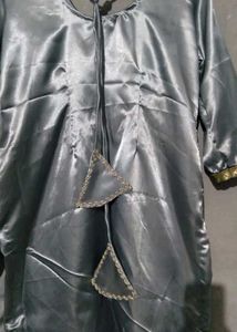 Silver Satin Salwar Suit