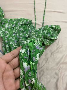 Green Floral Print Dress