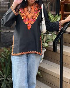 Embroidered Black Kurti Top