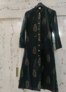 Pure Linen Hand Block Printed Long Jacket