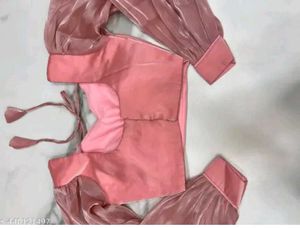 Pink Ruffle Saree with Blouse