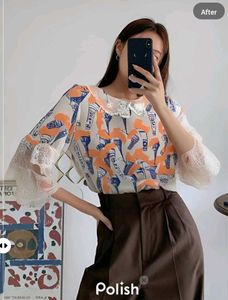 New With Tag Trendy Korean Art Pullover