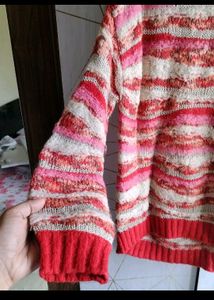 Striped Red and Cream Sweater
